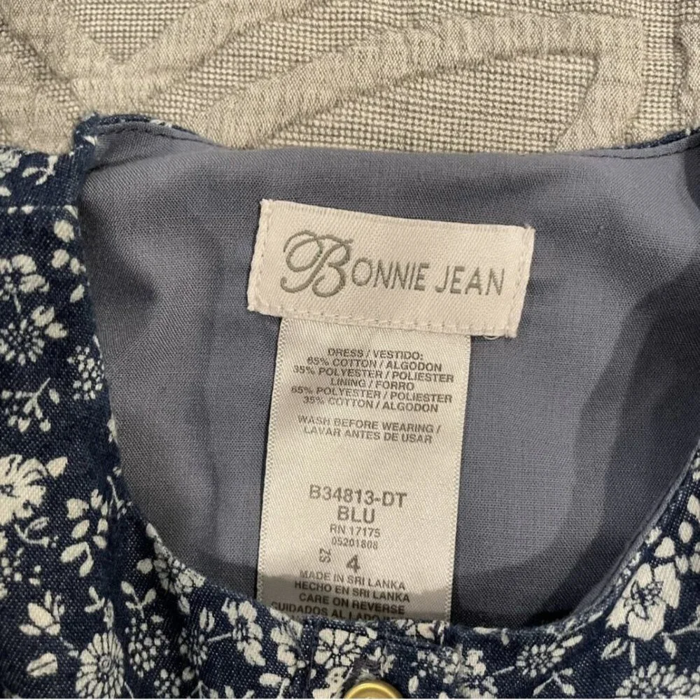 Bonnie Jean Sz 4 Blue Floral Ruffle Dress